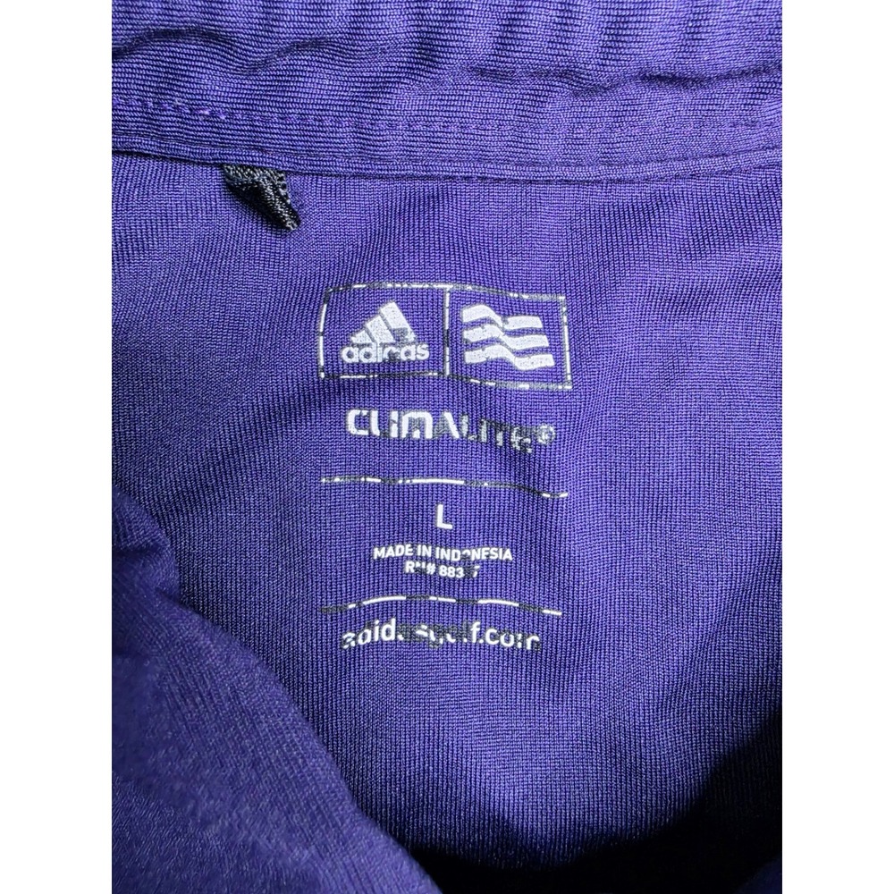 Adidas Climalite Polo Shirt Men's Large Purple Striped Stretch Golf Performance - Picture 3 of 7